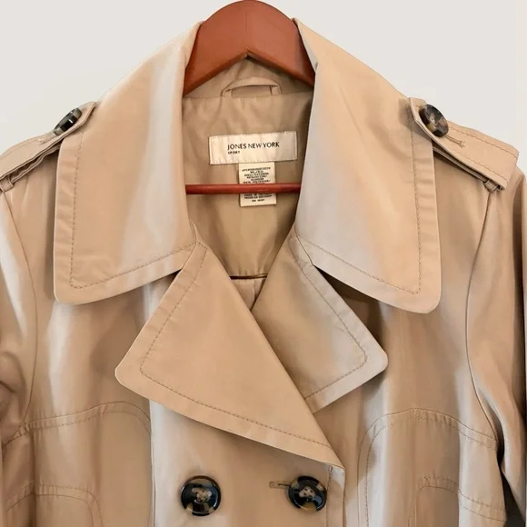 JONES NEW YORK Double Breasted Belted 3/4 Length Womens Classic Trench Coat | XL - Picture 5 of 11